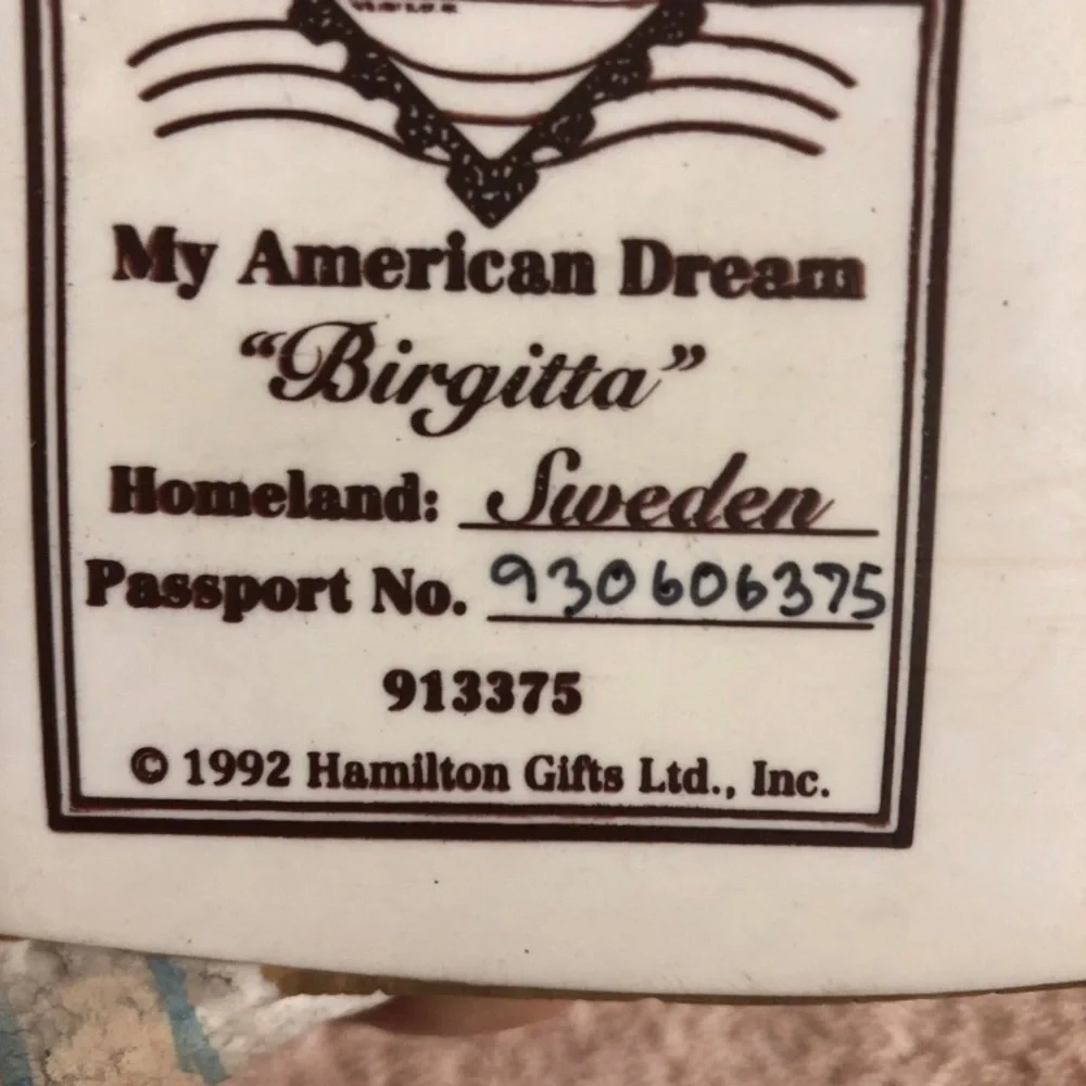 1992 Hamilton Gifts My American Dream Birgitta Sweden #913375 Figurine